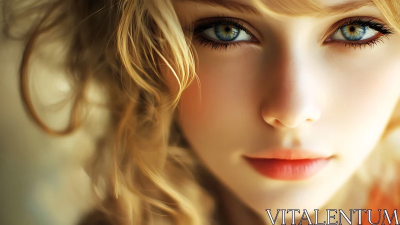 Digital painting portrait with luminous eyes and soft focus rendering.