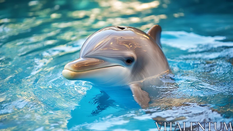 Hydrodynamic dolphin portrait in high-fidelity pool lighting.