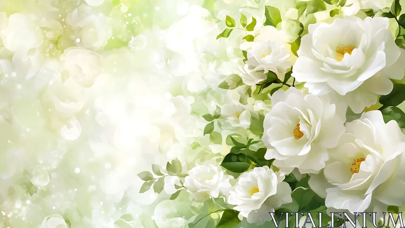 White Roses in Soft Light: Nature's Gentle Dream.