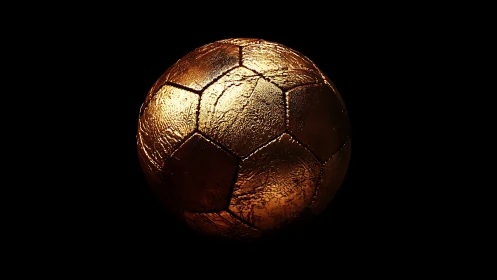 Textured metallic football sphere under dramatic single key light