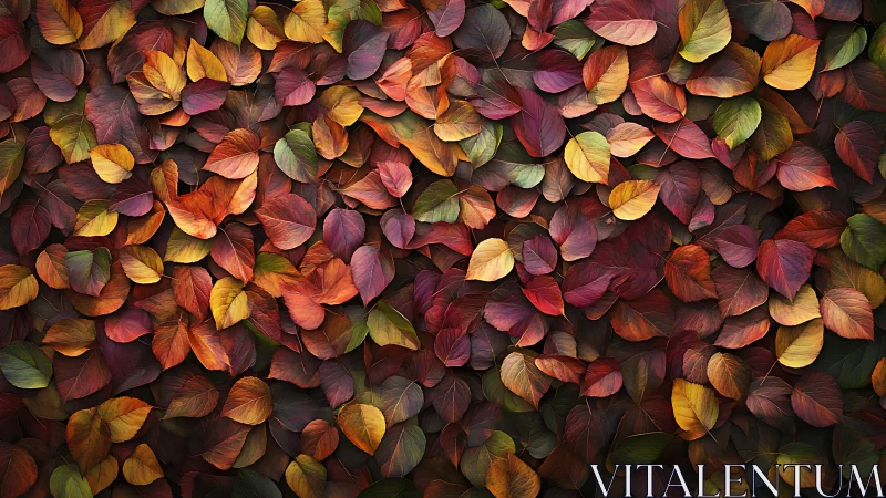 Autumn leaves form a colorful carpet of overlapping hues.