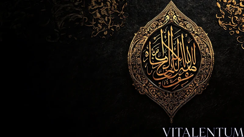 Golden calligraphy blooms like light on midnight velvet