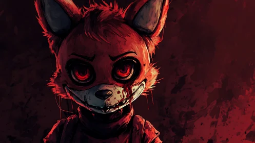 Sinister anthropomorphic fox portrait in high-contrast digital art
