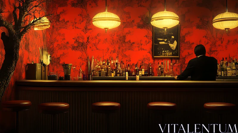 Upscale Cocktail Bar Interior Design. Modern minimalist style.