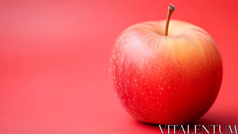 Shiny red apple glowing softly against a cozy pink backdrop.