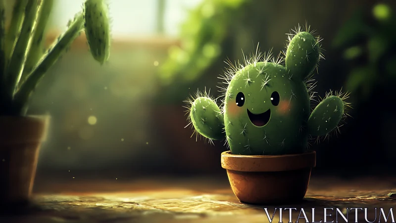 Cheerful little cactus buddy soaking up soft morning light.