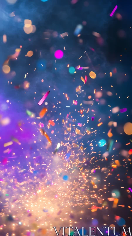 Midnight confetti storm ignites a cosmic celebration sky.