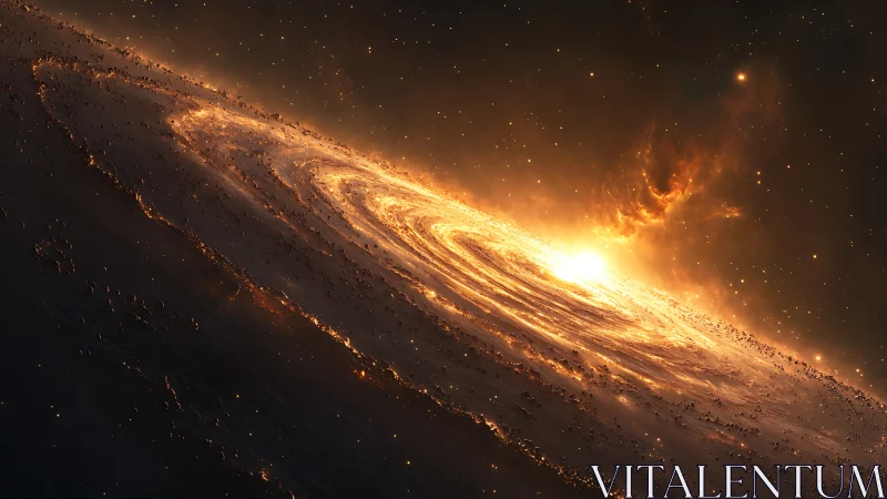 Inclined luminous galactic disk with dense stellar field.