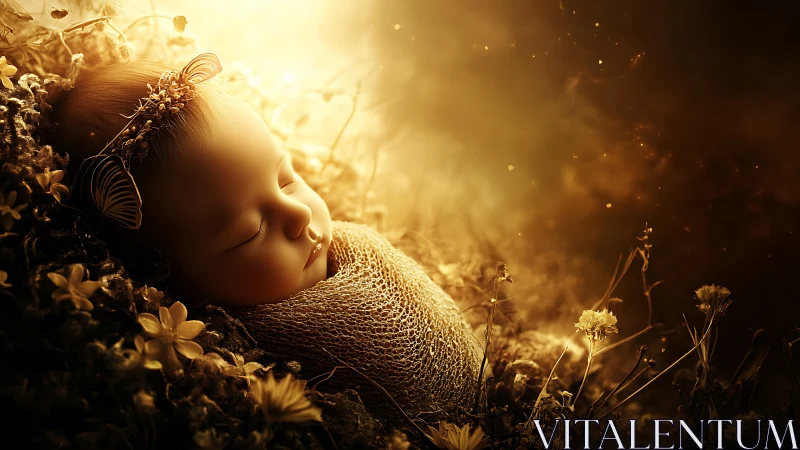 Ethereal Repose in Golden Light: Photorealistic Portraiture.