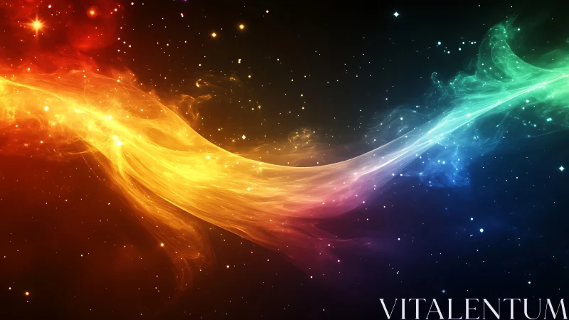 Starlit rainbow nebula stream weaving through the night sky.