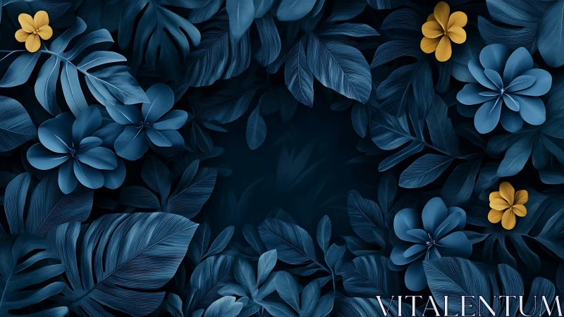 Midnight jungle blooms quietly orbit a secret center