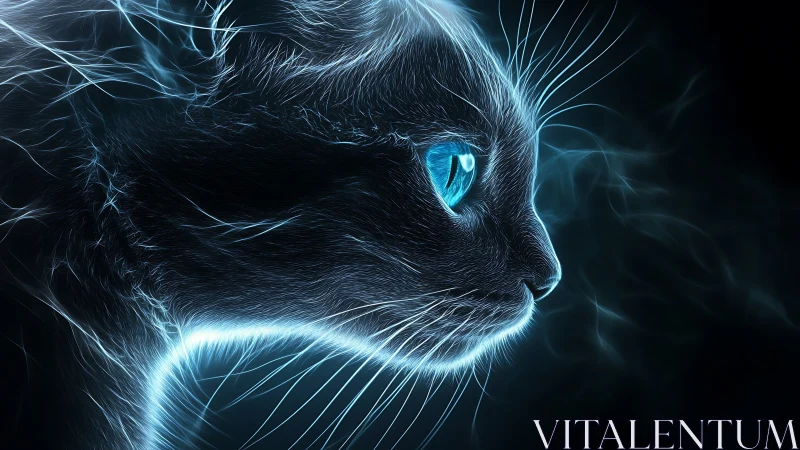 Neon Whispered Feline Emerges From Shadow's Electric Embrace