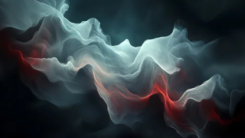 Volumetric spectral plumes in turbulent red white fog field.