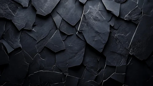 Dark stacked slate stone wall texture in modern abstract style.