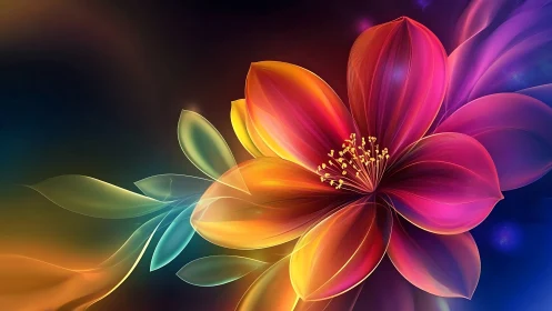 Luminous Gradient Flower Blooming in Vibrant Chromatic Splendor.