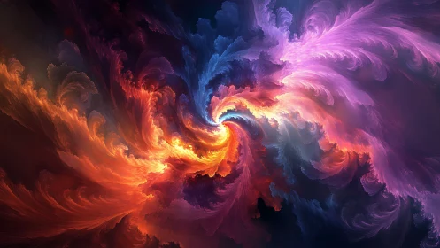 Fractal nebula vortex swirls in luminous multicolor motion