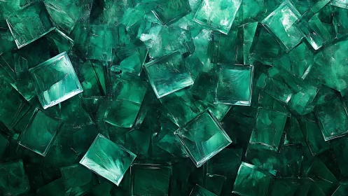 Abstract green glass squares pattern in modern digital art style.