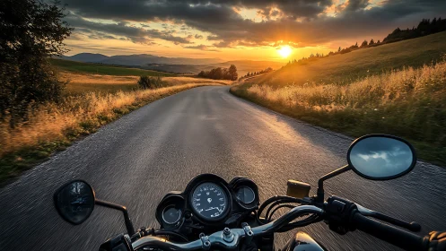 Sunset-flooded country road pulls a lone rider toward tomorrow