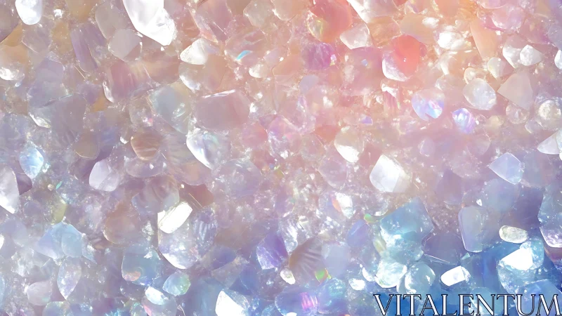 Shimmering pastel crystals glow in soft iridescent light