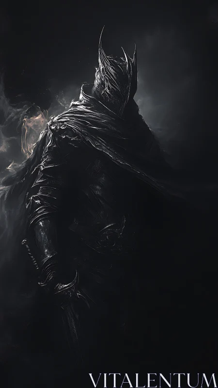 Shadow knight emerges from void with obsidian armor