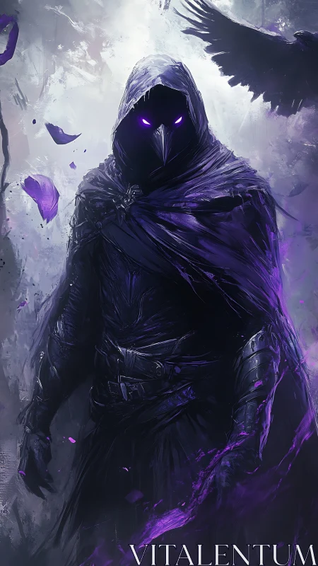 Plague-masked shadow mage in violet spectral shroud.