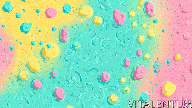 Candy colored droplets dance across a dreamy pastel ocean