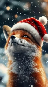 Festive red fox portrait rendered in high-detail digital art
