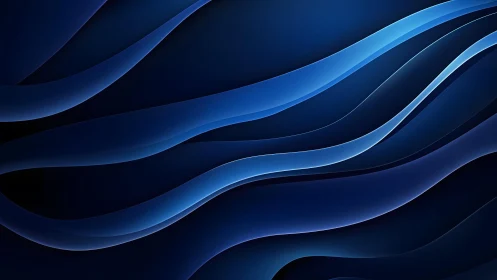 Abstract dark blue flowing wave lines with glossy modern style.