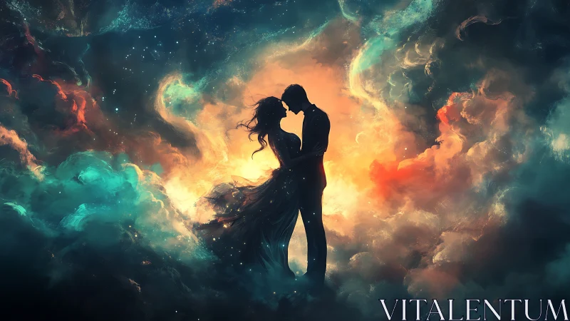 Cosmic Embrace Ignites Ethereal Nebula Dance.