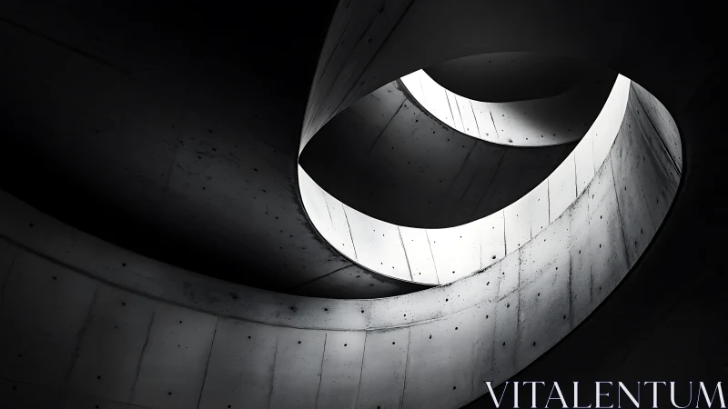Curved concrete ramp with dramatic light and shadow forms.