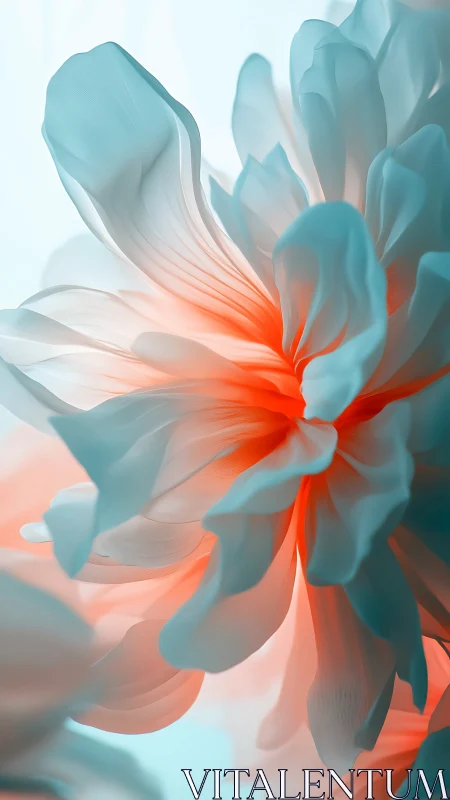 Translucent Floral Abstraction with Turquoise-to-Coral Gradient Rendering