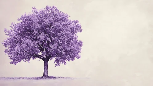 Monochrome magenta arboreal form on desaturated ground plane.