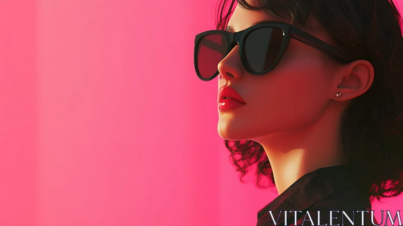 Digital portrait in neon pink minimalist side profile lighting.