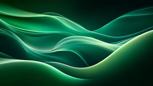 Emerald gradient waveforms with layered translucent curves