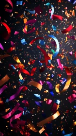 Vibrant Confetti Explosion Against Dark Background