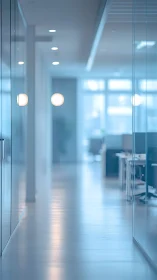 Modern Office Corridor Architectural Photography with Glass Partitions.