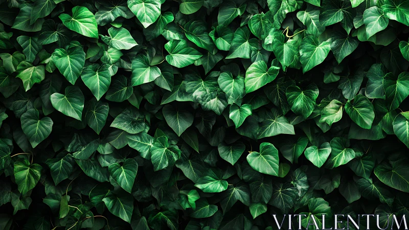 Lush emerald ivy leaves create a calm, vibrant green wall