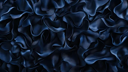 Deep navy blue silk fabric with ruffled abstract texture pattern.
