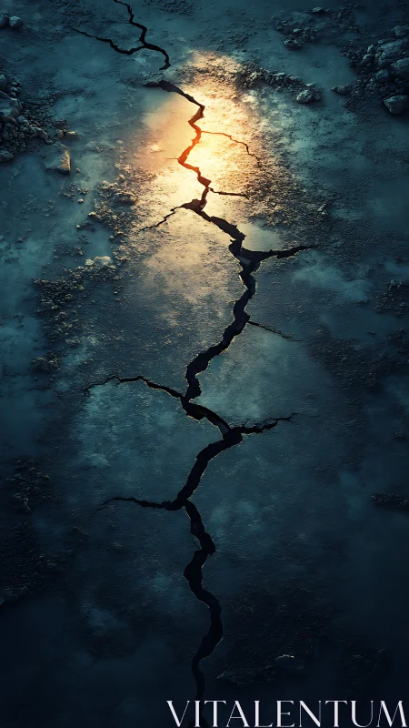 Midnight earth splits open while hidden sunrise leaks through