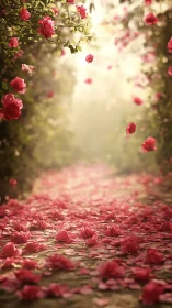 Pink Petals Dancing Through Soft Garden Light.