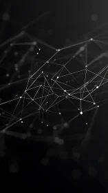 Abstract network lines float in a dark, minimal tech space