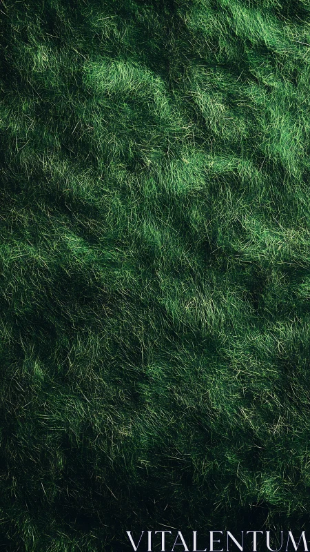 Closeup overhead view of dense green grass texture.
