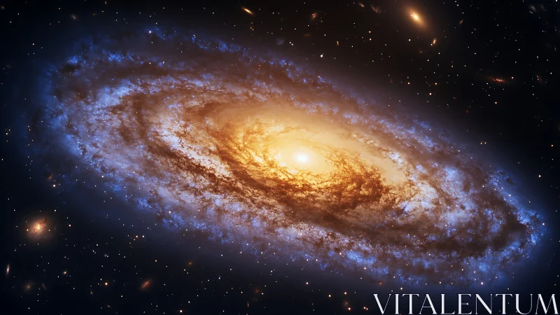 Edge-on barred spiral galaxy with luminous core and blue star-forming ring