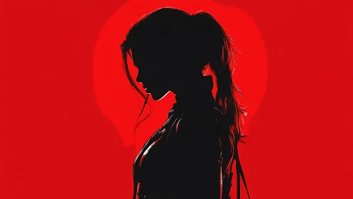 Silhouetted warrior stands in red light, embodying quiet resolve