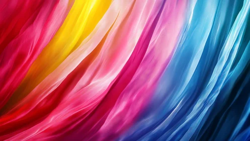 Flowing ribbons of color sweep across a bright, joyful scene