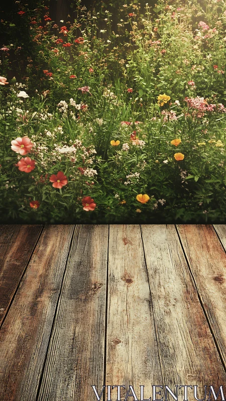 Weathered Deck Frames Summer's Floral Symphony