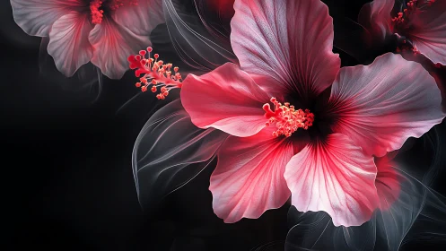 Stunning Hibiscus Blooms with Radiant Red Petals