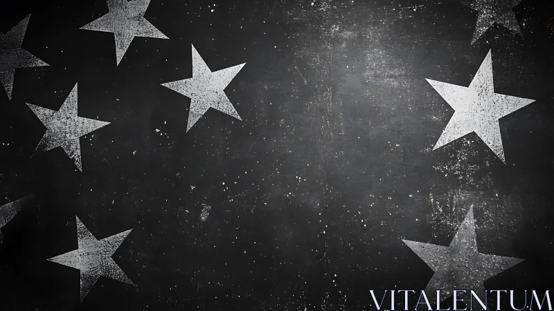 Weathered white stars drift gently across a dark sky