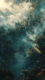 Ethereal Castle Veiled in Mountain Mist.