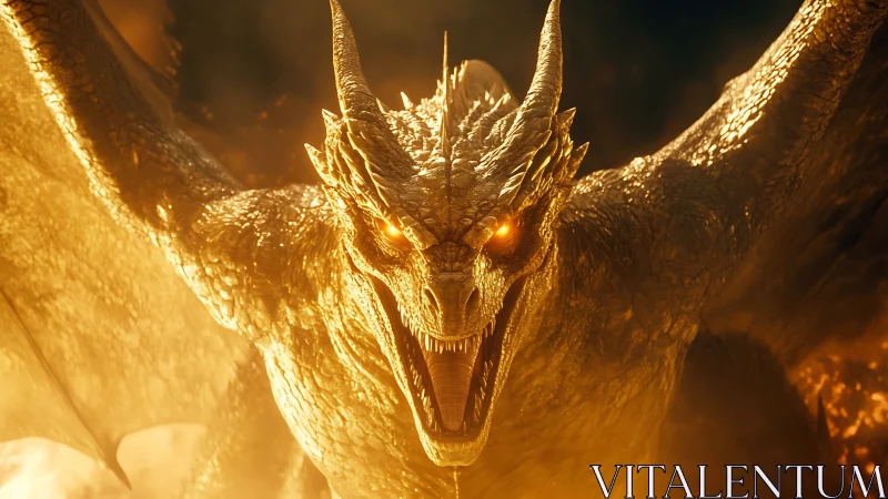 Molten-scaled dragon roaring amid blazing cinematic firestorm.